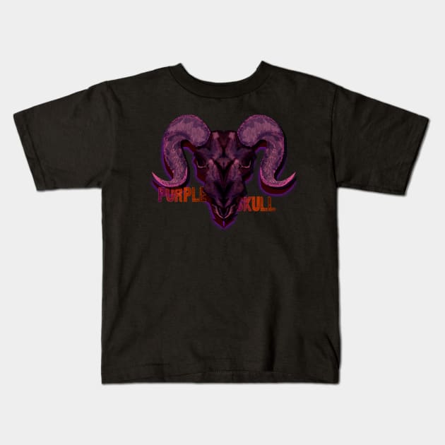 purple skull Kids T-Shirt by denpoolswag